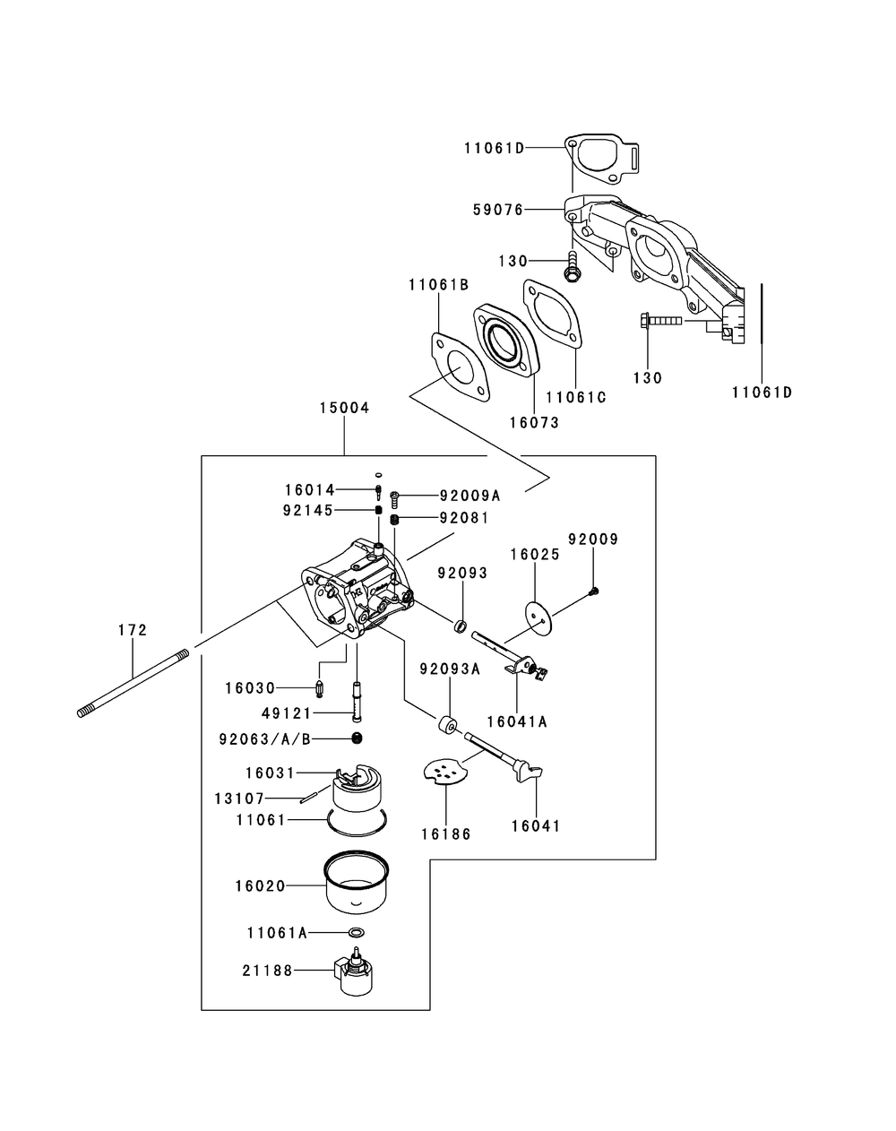 Kawasaki Fr730v-As05 Carburetor Diagram and Parts List for Z-FORCELZ54 (17AIDAGC-17AIDAGC010)(2014) Cub Cadet Lawn Tractor